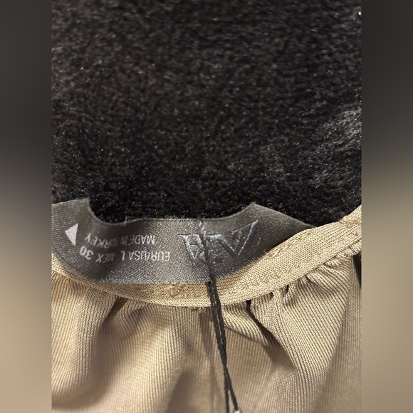 NEW WITH TAGS 🎉 Zara khaki SHORT DRESS WITH SHOULDER PADS size L - Picture 14 of 16